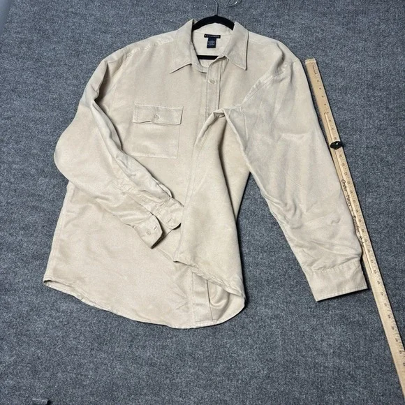 Knightsbridge Men's Satin Button Up Shirt XL Champagne Two Pocket Long Sleeve - Picture 9 of 15